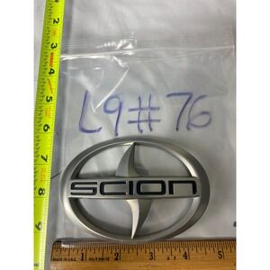 Scion Silver Black Front Rear Trunk Grille Emblem Logo Badge L9#76 4.75" x 3.25"